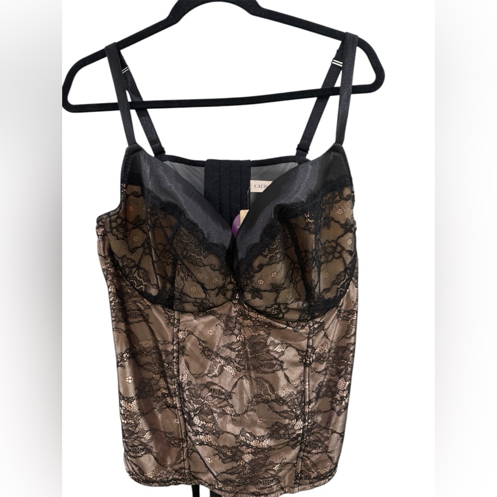 NEW Cacique Black Lace Satin Corset ~ Size 26/28